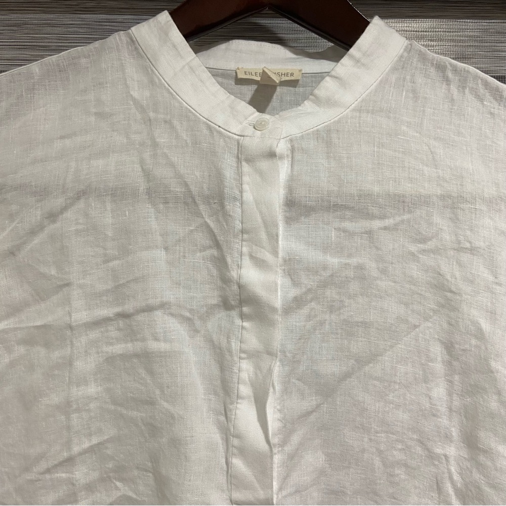 Eileen Fisher 100% organic linen button up blouse top size L - Picture 2 of 7